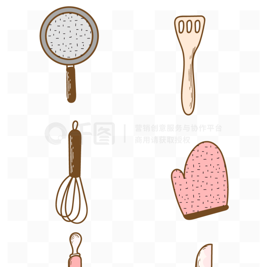 可愛的卡通廚房用具